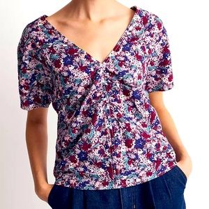 Madewell Puff-Sleeve Top in Floral Seersucker - NEW Size 14